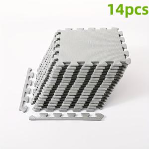 TEMU 크로스 패턴 매트, 14개입 - 길이 30cm, 폭 30cm - 헬스장 바닥, 폼 매트, 아기 미끄럼 방지 매트에 적합하며, 헬스장, 침실, 거실, 발코니, 애완동물 케이지 등에서 사용 가능