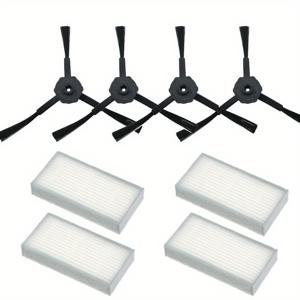 TEMU 4+4개 1단계 먼지 제거 사이드 브러시 고효율 필터 v5 v5s V3 V3s v5pro V50 V55 x5 로봇 진공 청소기 액세서리