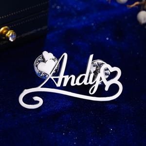 TEMU 로맨틱 맞춤 이름 하트 브로치 핀, 스테인리스 스틸 커스텀 여성 주얼리, 귀여운 디자인, 여자친구를 위한 완벽한 발렌타인데이 선물