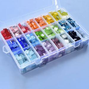 TEMU 1100개의 유리 타일 세트, 24가지 색상의 사각형, 수제 프로젝트를 위한 DIY 공예 용품, 스티커, DIY 공예 재료