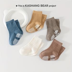 TEMU 5/3켤레의 단색 아기용 플로어 삭스, 디자인과 풀 바텀 접착제 특징, 0-5세 아기를 위한 걸음마 및 실내 놀이에 적합, 시원한 타일 바닥에 적합