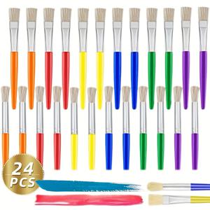 TEMU 24개 생동감 있는 아티스트용 페인트 브러쉬 세트, 대형 라운드 수채화 & 플랫 공예 브러쉬 포함 - 예술 창작 및 그림 숙제에 이상적, 다양한 색상의 내구성 있는 플라스틱 손잡이, 그림용 아트 용품