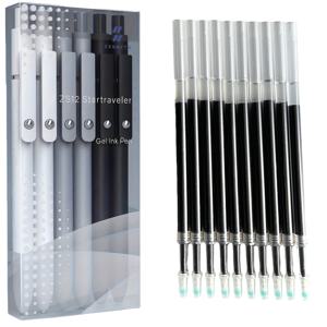 TEMU 4/6/8/10개 중성 펜, 6개 중성 펜 + 10개 리필, 30개 리필, 0.5mm 가는 팁 검정 잉크 펜, 부드러운 필기감, 속건성 펜 (일기, 간호사 스타일 펜), 남녀 학생 사무실 학용품 (검정 회색 흰색)