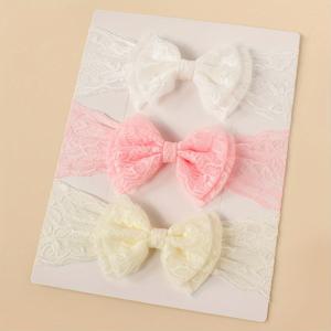 TEMU 레ース 자수 더블 리본 나비 μο티브 헤어밴드 3개 세트, 봄 여름 사진 촬영용 귀여운 헤어 액세서리