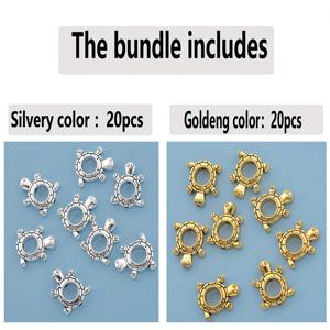 TEMU 거북 모양의 15mm 속이 빈 직선 구멍 비즈 링 40개/20개, 루스 스페이서 비즈, 속이 빈 펜트리 루스 비즈, 큰 구멍 패턴의 장식 비즈, 입체적 통구멍 비즈 프레임