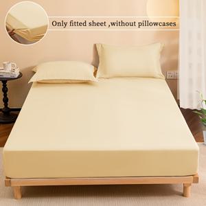 TEMU 1피스 풀사이즈 피트드 시트 - 싱글/더블, 퀸 & 킹 사이즈 침대용 - 라이트 베이지 솔리드 컬러 침대 시트, 호텔 등급 통기성 먼지 방지 매트리스 보호 커버, 주름 방지 세탁 가능 침대 커버 (사계절 사용 가능)