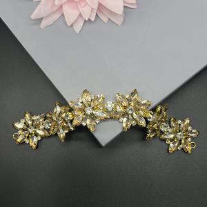 TEMU 인기 골드 비즈 체인 모양 라인스톤 패치 1개, 플랫백 재봉용, 이브닝 가운, 신발, 가방 및 모자에 적합