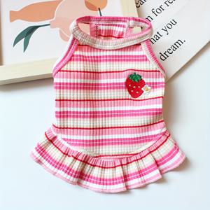 TEMU 2025 봄/여름 컬렉션 딸기 캐미솔 드레스 편안하고 통기성 좋은 애완동물 의류, 테디 강아지에게 적합
