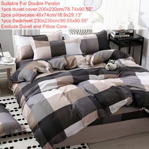 TEMU 바로그 100% 폴리에스터 추상 격자무늬 프린트 소프트 이불 커버 4종 세트, 침실 및 기숙사에 완벽하게 적합, 부드럽고 편안한 침구, 이불 커버 1개 + 침대 시트 1개 + 베개 커버 2개 포함 (이불솜 및 베개솜은 포함되지 않음)