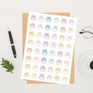 TEMU 2개 미니 생일 케이크 플래너 스티커 - 숫자 1-9, 나이 아이콘 & 파티 모자 생일 파티 장식, 스크랩북, 저널용 - 불규칙한 모양 광택 (플래너, 선물 호환)