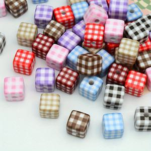 TEMU 16개 체크무늬 사각 루즈 비즈, 수제 주얼리 소재 (팔찌, 목걸이, 휴대폰 체인, 가방 장식용)