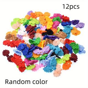 TEMU 12개 전통 중국 매듭 단추, 나일론 패브릭 패스너, 혼합 색상 수제 치파오 재봉 단추, DIY 공예 및 장식용 액세서리