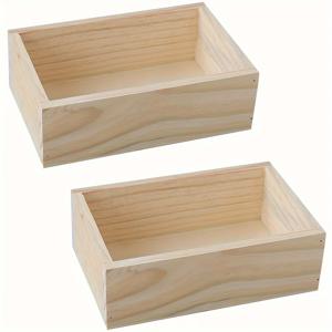 TEMU 나무 다육 식물 화분 2개, 직사각형 화분, 실내외 공간 장식용 보관 상자