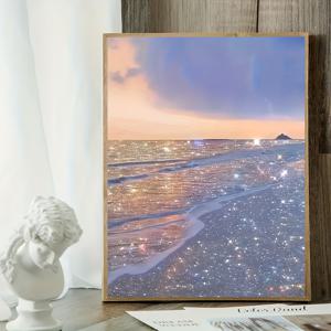 TEMU 5D 페인팅 키트, 원형 풀 드릴 캔버스 아트 공예, 반짝이는 스펀지 테마, 거실 침실 서재, 홈 벽걸이 예술, 프레임리스