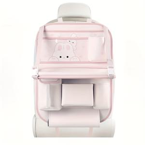 TEMU 차량용 시트 등받이 수납 가방 및 킥 매트 - 다기능 및 편리한 접이식 테이블, 티슈 박스, , 컵 홀더, 우산 홀더, 휴대폰 거치대, 고품질 인조 가죽으로 제작되어 간편한 청소 가능!