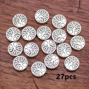 TEMU 생명의 나무 참 작은 구멍 비즈 펜던트 27개 세트, 스타일 주얼리 액세서리, 수제 DIY 팔찌 및 목걸이용 간격 비즈, 귀걸이 소품 9mm