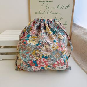 TEMU 1개 귀엽고 매력적인 여름 스타일 드로스트링 가방, 플로럴 프린트, 10.2X11인치, 선물 포장, 보관, 토트 행잉, 카테고리별 보관, 홈 정리 가방, 여행용 휴대용 수납 파우치에 적합