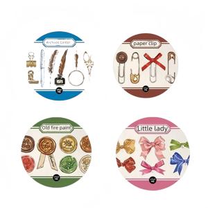 TEMU 4롤 테이프 메모리 아카이브 시리즈 레트로 다이 커팅 핸드 계산서 장식 재료 재활용 스티커