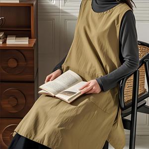 TEMU 야외 가정용 앞치마 긴 일본/한국 주방 앞치마 커피숍 작업복