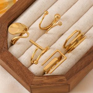 TEMU 패셔너블 스테인리스 스틸 여성용 반지 5개 세트, 심플한 기하학적 오픈 불규칙 반지, 여성 니치, 힙합 반지, 여성 데일리 커뮤팅용, 여성 선물용
