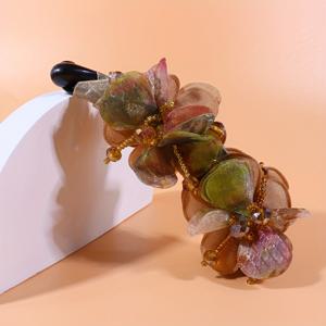 TEMU 싱글 피스 빈티지 패브릭 플라워 헤어 클로 클립 - 미끄럼 방지 조인트가 있는 레진 바나나 클립, 홀로우 오블롱 모양 및 컬러 매칭 디자인 여성용, 캐주얼 및 공식 이벤트용 강력한 포니테일 홀더, 내구성 있는 스타일 액세서리