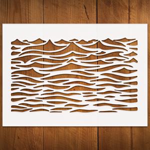 TEMU 재사용 가능한 오션 웨이브 스텐실 - 자연 풍경 스텐실, DIY 그림 수업용, 쉬운 세척 PET 재질 템플릿, 벽돌, 천, 바닥, 홈 데코에 적합한 손수공예 도구