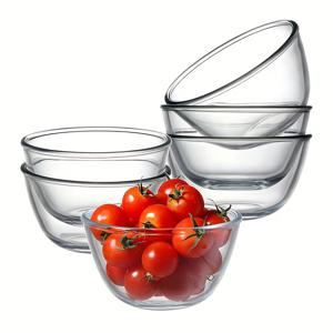 TEMU 6개 소형 유리 볼 세트 - 16온스 (약 453.6그램), 유리 시리얼 볼, 밥그릇. 오트밀, , 과일에 적합 (4.5인치 또는 약 11.4센티미터)