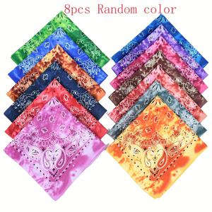 TEMU 8개 여름 프린트 페이즐리 타이다이 스퀘어 스카프 - 멀티유즈 헤드밴드, 넥스카프 & 얼굴 마스크, 생생한 색상, 손세탁 가능, DIY 패션 액세서리, 축제용, 해변, 캐주얼 의상, 머리 스카프, 꽃무늬, 가벼운 원단, 다용도 액세서리, 페스티벌 애호가용