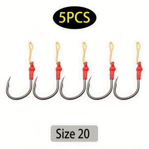 TEMU 지그 낚시바늘 5개 세트, 고탄소강 일본산 바늘, 갈고리형 싱글 볼드 지그 슬로우 훅, 배스 낚시용, 사이즈 14-24