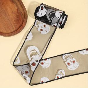 TEMU 1롤 (5미터) 고딕 레이스 리본 - 다크 고딕 패브릭 리본, 본 테일 포함, DIY 리본, 화환, 드레스메이킹용 - 데이 오브 더 데드, 부활절, 추모 장식용