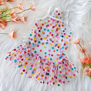 TEMU 고양이와 강아지용 물방울 무늬 흑백 멜빵 원피스