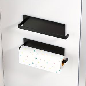 TEMU 1/2개 자석 페이퍼 타월 홀더, 검정색 타월 랙, 냉장고, 그릴, 오븐, 공구 상자, RV 테일게이트에 적합, 강력한 자석 뒷면, 대부분의 롤 페이퍼 타월에 적합, 신선 필름 보관을 위한 주방 수납 랙