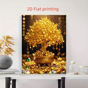 TEMU 2D 피아트 프린팅 주얼리 & 머니 트리 페인팅 키트, 성인 및 초보자에게 적합, 2D 풀 아크릴 (PMMA) 라운드 아트, 홈 벽 장식, 축제 선물, 핸드메이드 선물로 완벽, 훌륭한 선택