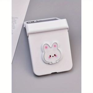 TEMU 폰 케이스: 접이식 스크린 케이스 스킨감 솔리드 컬러 케이스 + 토끼 링 스탠드 방탄 삼성 갤럭시 Z 플립 7 Z 플립 6 Z 플립 5 Z 플립 4 Z 플립 3