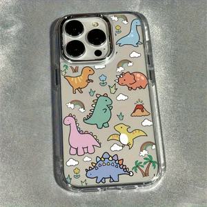 TEMU 메탈 포토프레임 작은 공룡 TPU 보호 케이스 | 충격 방지 보호 휴대폰 케이스 | 스크래치 방지 투명 보호 커버, 아이폰 7 / X / XS / 11 시리즈 및 아이폰 12 / 13 / 14 / 15 모델용