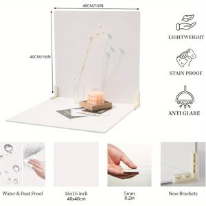 TEMU 40x40cm/16인치 X 16인치 사진 배경, 음식 및 주얼리 화장품 촬영용 순백색과 버터크림 양면 포토 백드롭 + 스탠드 2개 세트