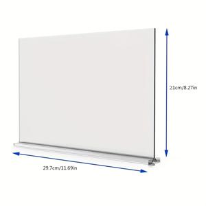 TEMU T자형 아크릴 디스플레이 스탠드 | 세로 및 가로로 양쪽 사용 가능 | 세 가지 고정 치수 (21.08X29.72Cm, 21.08X14.99Cm, 12.7X17.78Cm)로 제공 | 사진, 명함 및 소매 제품에 투명하게 사용 가능