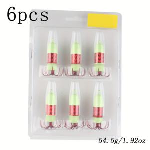 TEMU 6개 세트 낚시 클립 바다 낚시 오징어 훅 문어 훅 야광 오프쇼어 보트 낚시 오징어 훅