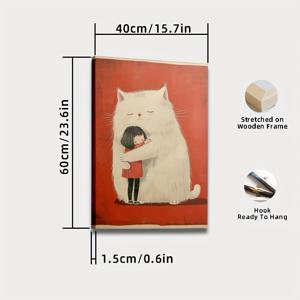 TEMU 2D 플랫, 2D 플랫, 제품은 플랫 프레임이 있는 2D 플랫입니다. 매력적인 흰 고양이가 부드러운 사슴을 안아주고 있는 그림입니다. 고품질의 캔버스에 인쇄되어 있습니다. 따뜻한 빨간색과 분홍색 톤이 돋보여 거실, 침실, 주방, 사무실에 완벽하게 어울립니다.