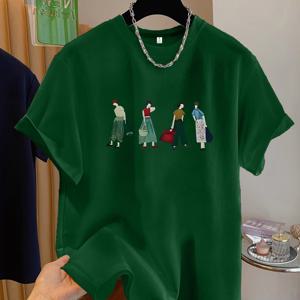 TEMU 원형 방향 여성 패션 프린트 티셔츠, 부드럽고 다재다능함, 스타일리시한 반팔 상의, 편안한 프린트, 캐주얼 웨어에 적합, 패셔너블한 올 시즌 상의