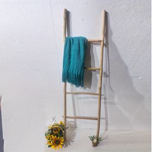 TEMU 거실용 담요 사다리, 침실용 4단 농가 스타일 사다리 홀더 선반 정리대, 천연 나무, 수건 걸이|이불정리함