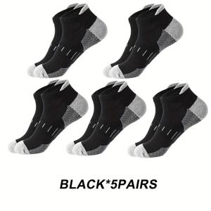 TEMU 남성용 빅사이즈 스포츠 발목 양말 5켤레, 아치 지지 및 풀 탭 기능, 편안하고 통기성 좋음, 발 사이즈 40-45에 적합, 스포츠 및 일상복 모두에 이상적