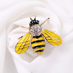 TEMU 빈티지 고급 에나멜 벌 라인스톤 브로치, 여성용 패셔너블 럭셔리 주얼리 선물, 반짝이는 라인스톤과 에나멜 디테일로 장식된 우아하고 빛나는 벌 브로치, 중성적인 의류 액세서리, 완벽한 휴일 선물 선택