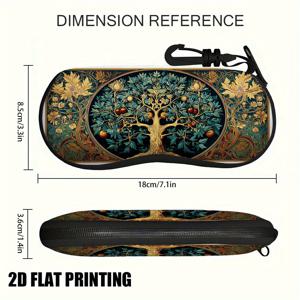 TEMU 1개 2차원 평면 장식 케이스, 생명의 나무 디자인, 가벼운 지퍼가 있는 안경용으로 디자인됨, 안경 및 돋보기 안경에 적합, 여행 및 스포츠에 적합