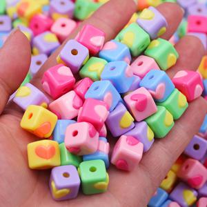 TEMU 30개 혼합 색상 아크릴 사각 비즈, 3mm 구멍, 팔찌, 휴대폰 케이스 장식, 수제 헤어 장식 및 장식 비즈 제작에 적합