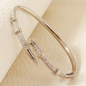 TEMU 패션 구리 3A 지르코니아 네일 팔찌 1/2개 세트, 일상 주얼리 클래식 여성용 뱅글, 친구를 위한 휴일 선물