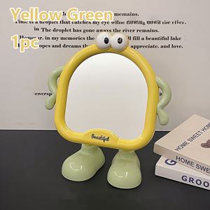 TEMU 2025년형 대형 눈과 귀여운 메이크업 디자인의 새로운 데스크탑 장식 거울. 침실, 집, 학생 기숙사에 이상적입니다. 이 휴대용 소형 거울은 각도 조절 기능과 고화질 유리 특징으로 드레스 테이블에 완벽합니다.