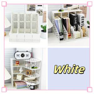 TEMU 파일 랙, 수납 선반, 4칸 대용량 파일 상자, 두꺼운 PP 데스크탑 간편 책장, 모란디 색상의 높은 미적 가치를 가진 사무용품