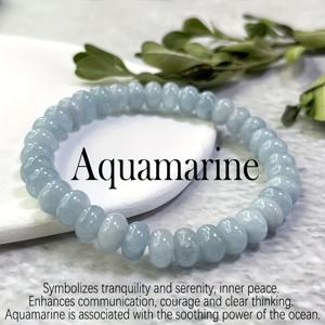 TEMU 여성들을 위한 행복과 사랑을 불러오는 우아한 스타일 아쿠아마린 비즈 팔찌, 생일 또는 휴일 선물로 완벽하며, 일상복 또는 파티에 적합합니다.