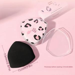 TEMU 구오샤오니우 프린트 메이크업 스펀지 1개, 라운드 & 포인트 디자인, 초고급 피부 친화적, 풀 커버리지, 건식 & 습식 사용, 리퀴드 파운데이션 & 세팅용, 보관 케이스 포함, 우아한 패키지, 여행용, 선물 추천